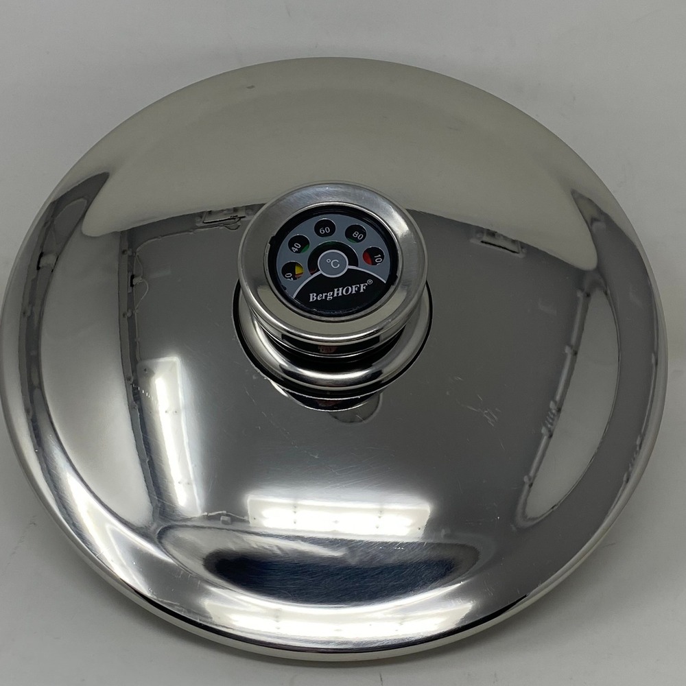 BergHOFF 9.5in Pot Lid Silver Stainless Steel Thermo Knob Temp Gauge